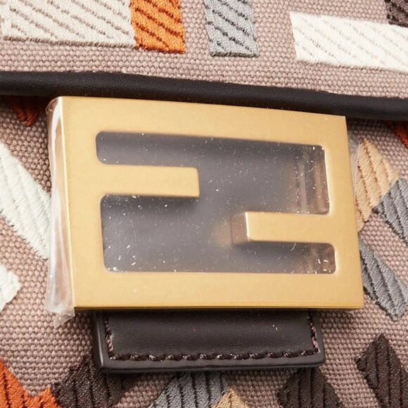 Fendi Ebano Multicolor FF Fabric/Leather Baguette Bag - 8BR600 - Picture 2 of 11